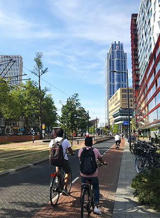 Bikers on the streets in Rotterdam